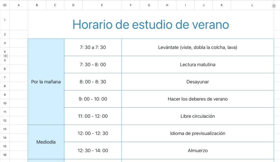 Plan de estudio de verano 1